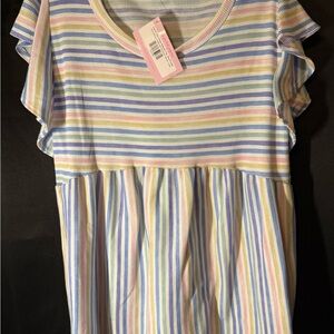 NWT Pastel striped baby doll blouse by Haptics size L